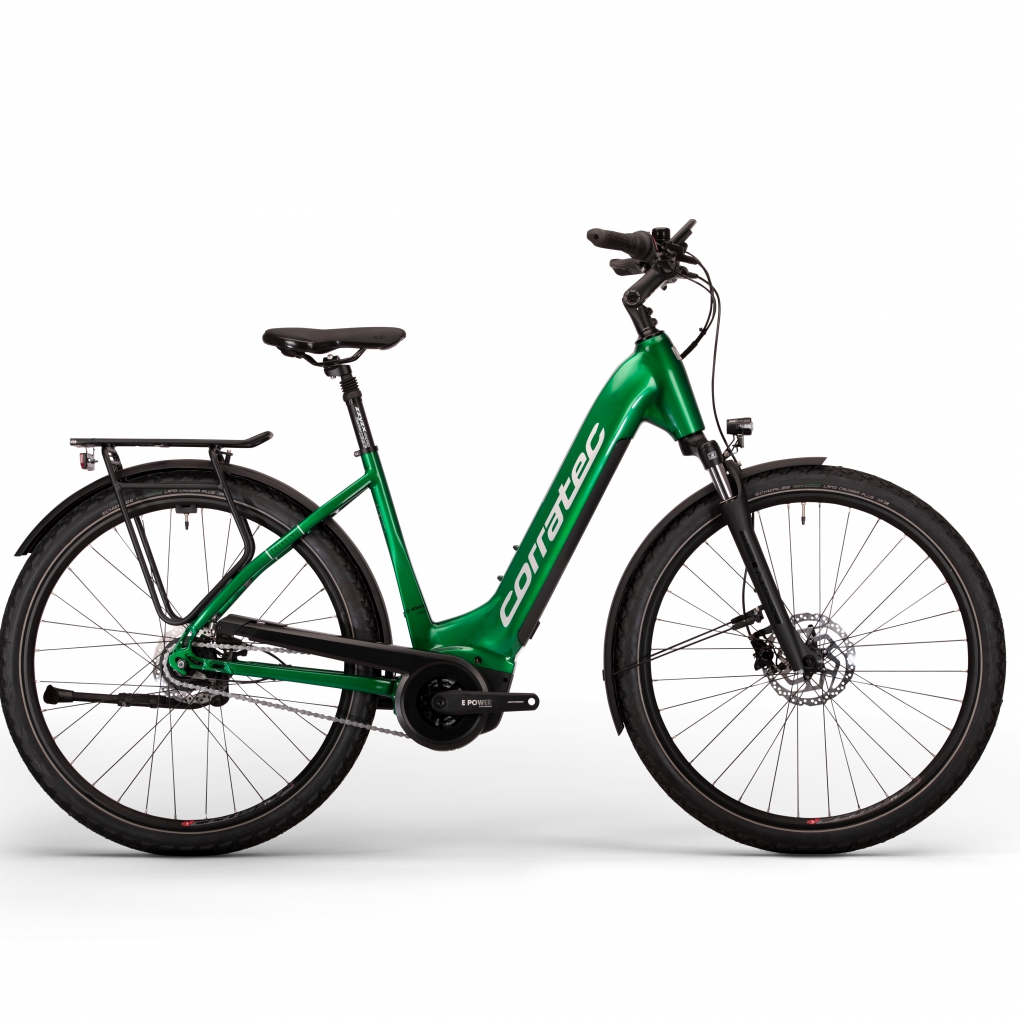 Bicicleta Eléctrica Corratec E-Power Trekking 28 P6 8s Wave Verde-Negro-Chrome