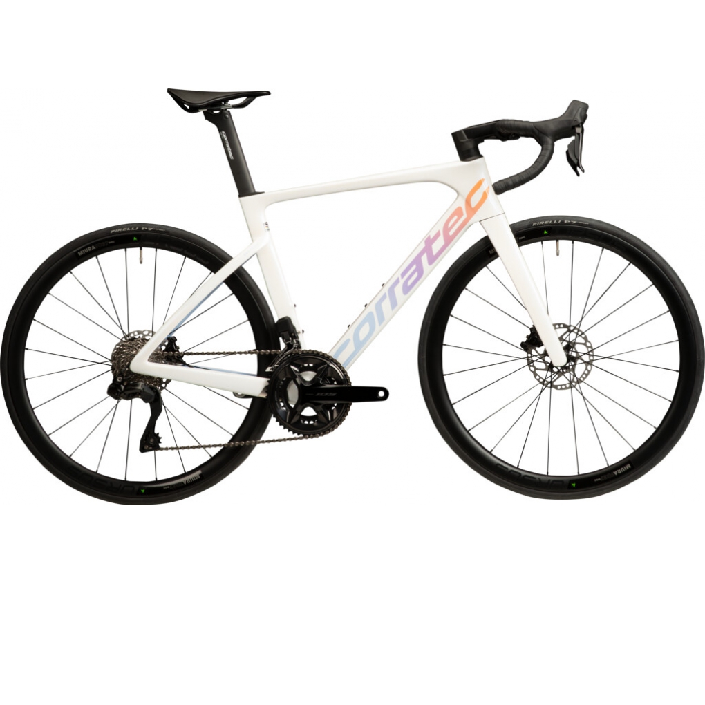 Bicicleta Corratec CCT Team Elite Blanco-Azul-Lavanda-Naranja