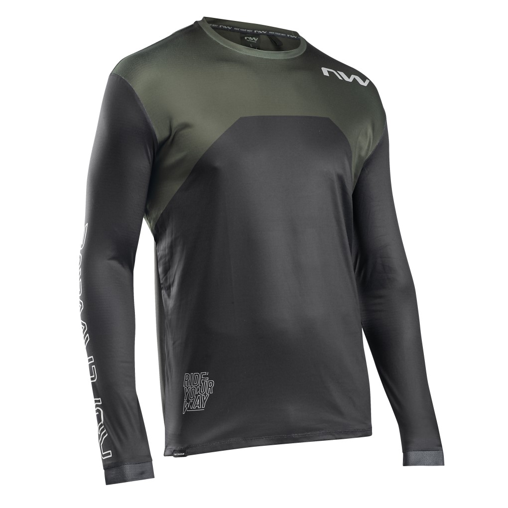 Maillot NORTHWAVE m/l SHARP Negro-Verde Forest 2023-24