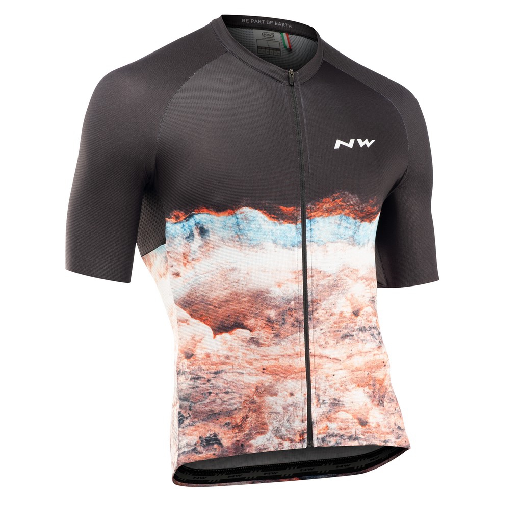 Maillot m/c EARTH Drop Negro-Siena Naranja