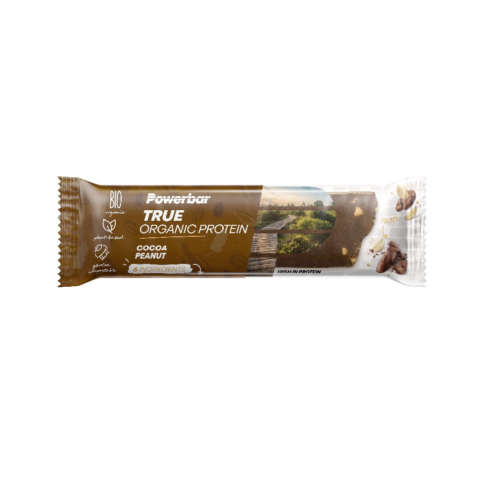 Barrita Powerbar True Organic Protein Avellana Cacao Cacahuete 16 un.