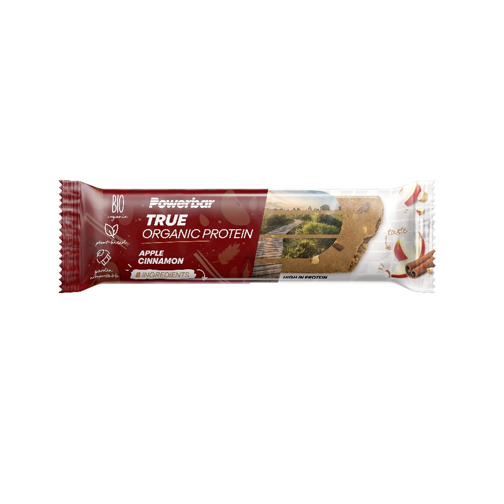 Barrita Powerbar True Organic Protein Avellana Manzana Canela 16 un.