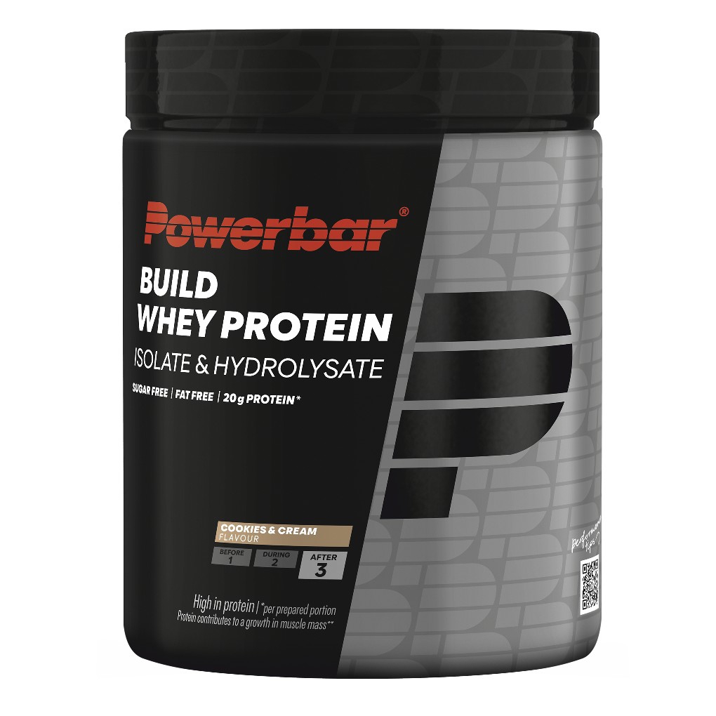 PowerBar Bote Protena en Polvo Build Whey Isolate Black Line Cookies & Cream 550gr