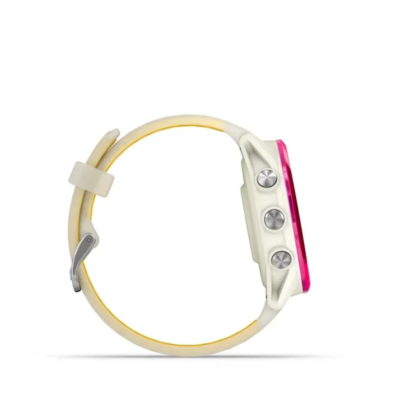 Reloj Garmin Forerunner 570 Aluminio Lila con Correa en Blanco y amarillo 42mm