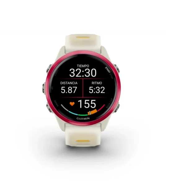 Reloj Garmin Forerunner 570 Aluminio Lila con Correa en Blanco y amarillo 42mm