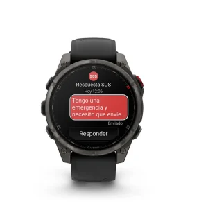 Garmin Fenix 8 Pro - 47mm Amoled Sapphire, Titanio con revestimiento de DLC con correa de silicona negra