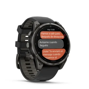 Garmin Fenix 8 Pro - 47mm Amoled Sapphire, Titanio con revestimiento de DLC con correa de silicona negra