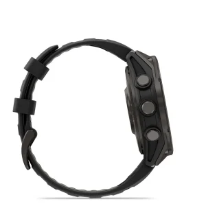 Garmin Fenix 8 Pro - 47mm Amoled Sapphire, Titanio con revestimiento de DLC con correa de silicona negra