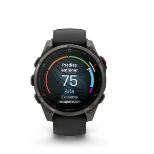 Garmin Fenix 8 Pro - 47mm Amoled Sapphire, Titanio con revestimiento de DLC con correa de silicona negra