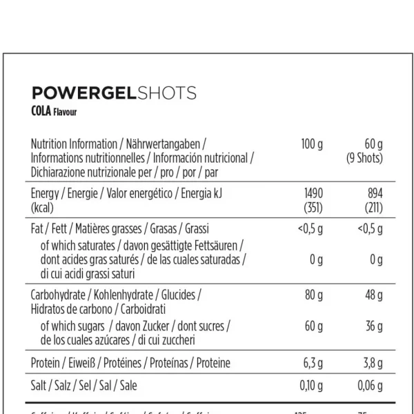 PowerBar PowerGel Shots Cola Cafeína 24 unidades