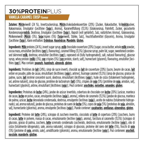 Barrita PowerBar ProteinPlus 30% Vainilla Caramelo Crisp 15 unidades