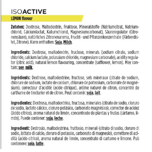 PowerBar Bote IsoActive Limón Caja de 6x600gr