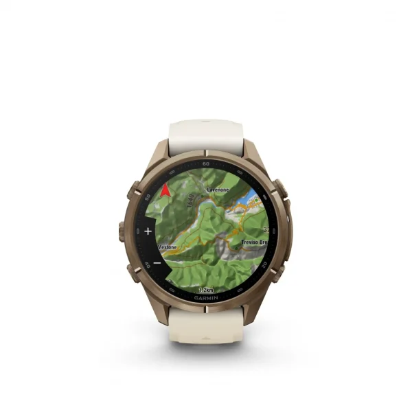 Garmin Fenix 9 Pro – inReach, 43mm Amoled Titanio correa silicona beige/gris
