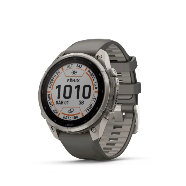 Fenix 9 Pro – inReach, Solar, 47mm Titanio correa silicona gris