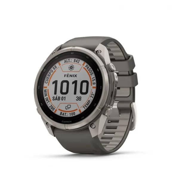 Fenix 9 Pro – inReach, Solar, 51mm Titanio correa silicona gris